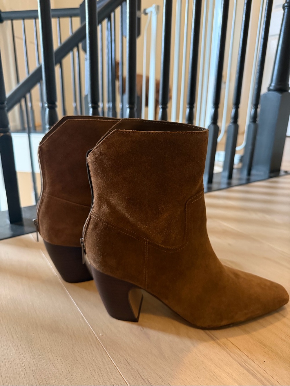 Vince Camuto Chestnut Brown Suede Ankle Booties